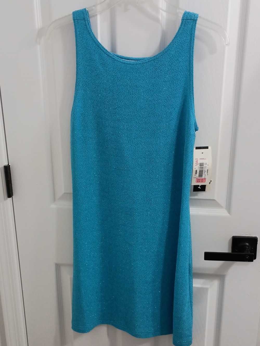 I.N. San Francisco Blue Sleeveless Knit Sparkle Dress SZ M
